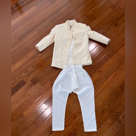 Gold and Cream Toddler Indian Formal Outfit - Picture 1 of 9